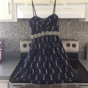 Navy blue sparkly sequin dress